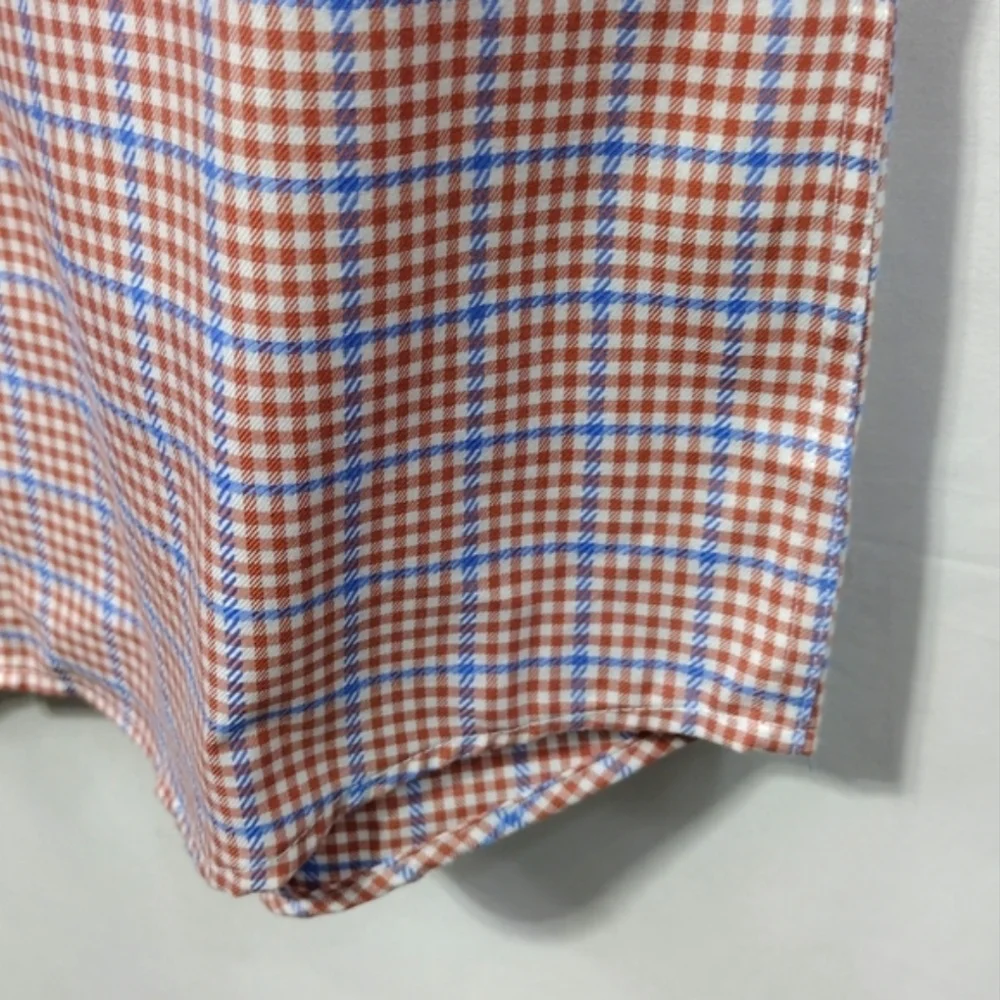 NWT Pronto Uomo Plaid Slim Fit Button Shirt Men's 15 Red Blue Office Career